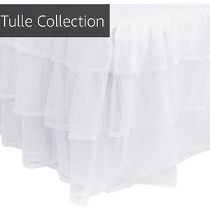 Tadpoles, White, Triple Layer, Tulle Bedskirt. (Full size bed). 16-1/2” drop
